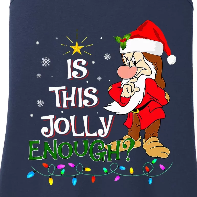 Is This Jolly Enough Grumpy Elf Pajama Christmas Lights Ladies Essential Tank