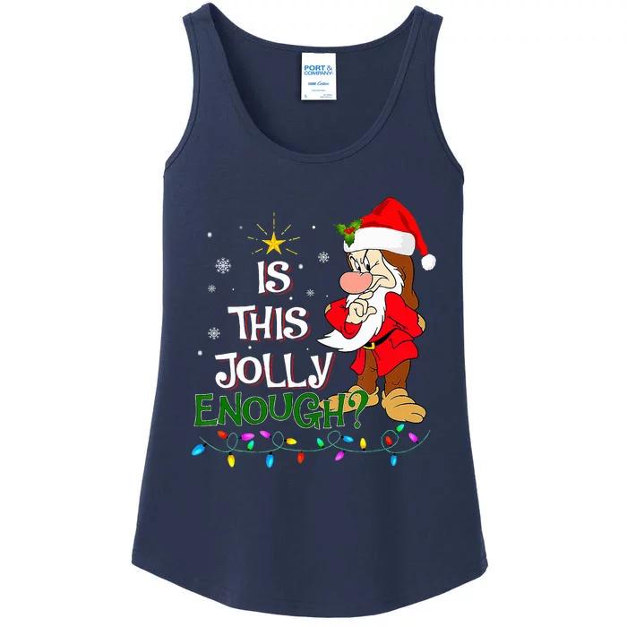 Is This Jolly Enough Grumpy Elf Pajama Christmas Lights Ladies Essential Tank