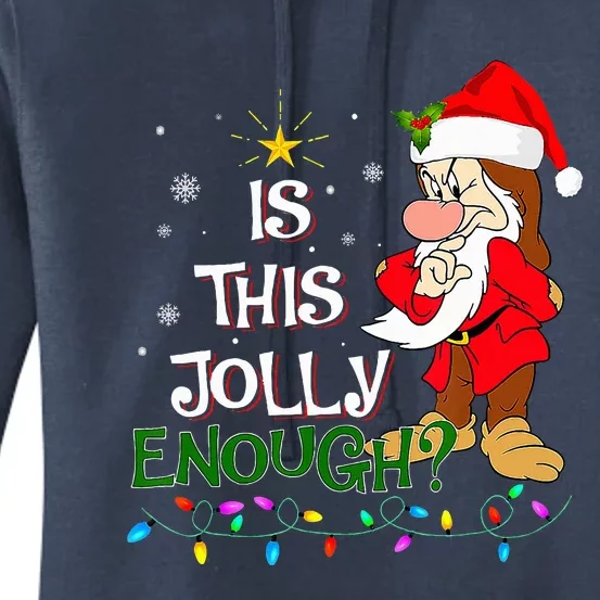 Is This Jolly Enough Grumpy Elf Pajama Christmas Lights Women's Pullover Hoodie