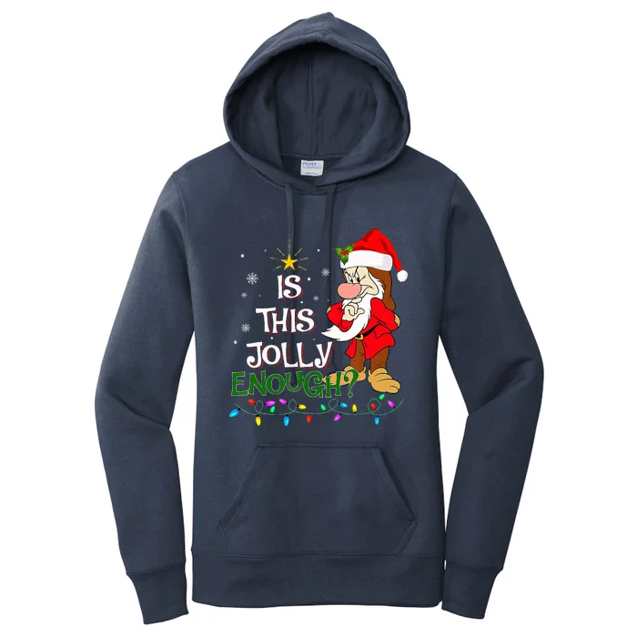 Is This Jolly Enough Grumpy Elf Pajama Christmas Lights Women's Pullover Hoodie