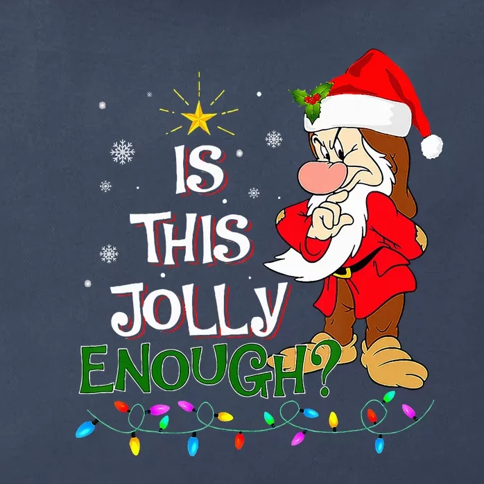 Is This Jolly Enough Grumpy Elf Pajama Christmas Lights Zip Tote Bag