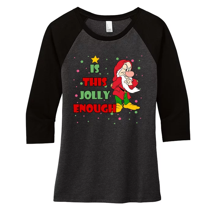 Is This Jolly Enough Funny Dwarf Christmas Women's Tri-Blend 3/4-Sleeve Raglan Shirt