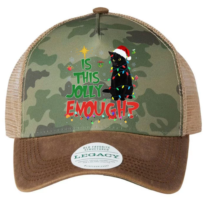 Is This Jolly Enough Black Cat Merry Christmas Tree Lights Legacy Tie Dye Trucker Hat