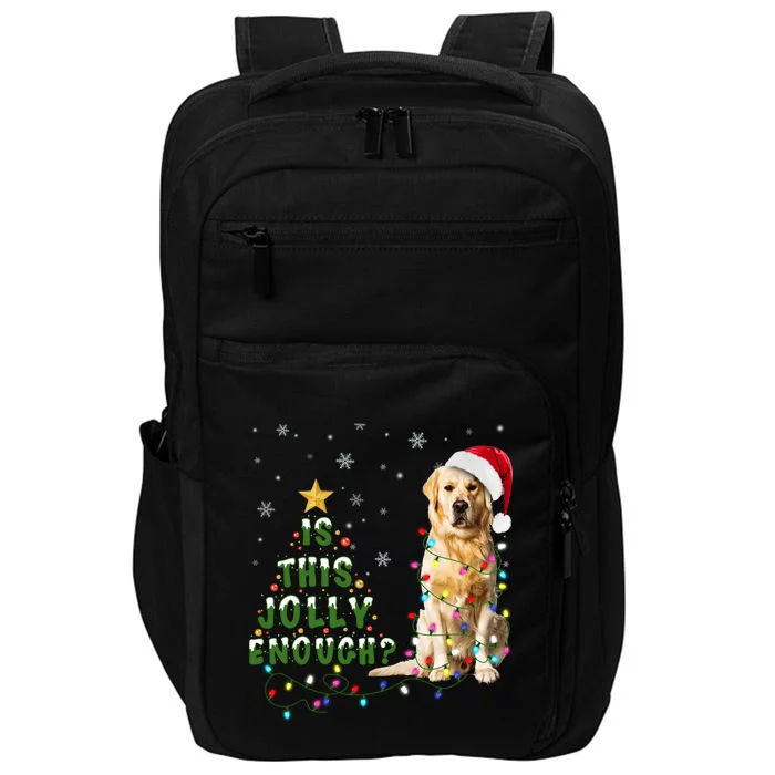 Is This Jolly Enough Santa Golden Retriever Light Christmas Meaningful Gift Impact Tech Backpack