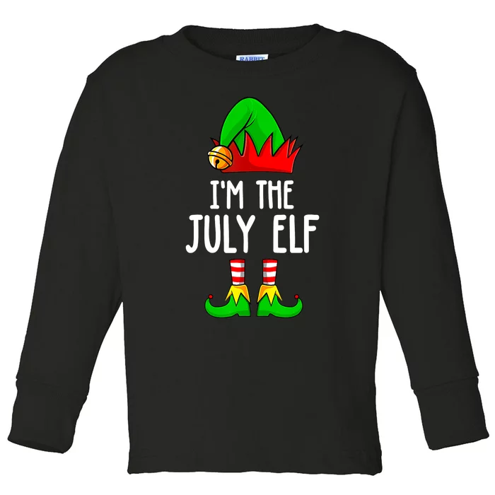 Im The July Elf Funny Holiday Christmas Men Women Kids Toddler Long Sleeve Shirt