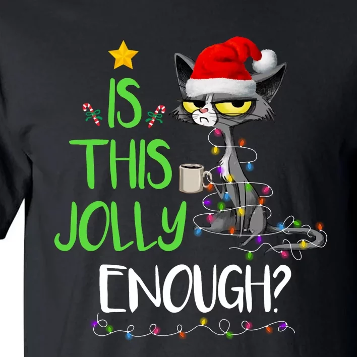 Is This Jolly Enough Black Cat Merry Christmas Tree Lights Long Sleeve Tall T-Shirt