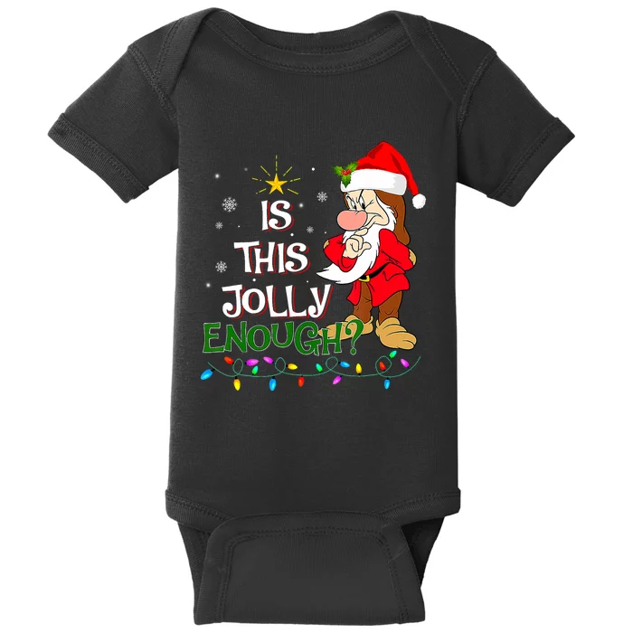 Is This Jolly Enough Grumpy Elf Pajama Christmas Lights Baby Bodysuit