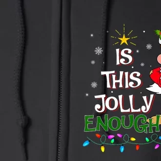 Is This Jolly Enough Grumpy Elf Pajama Christmas Lights Full Zip Hoodie