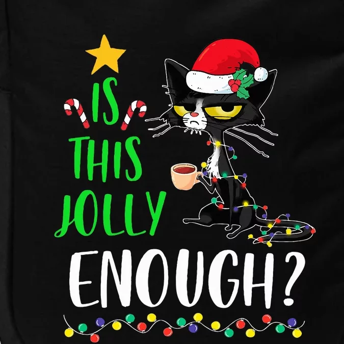 Is This Jolly Enough Black Cat Merry Christmas Tree Lights Impact Tech Backpack