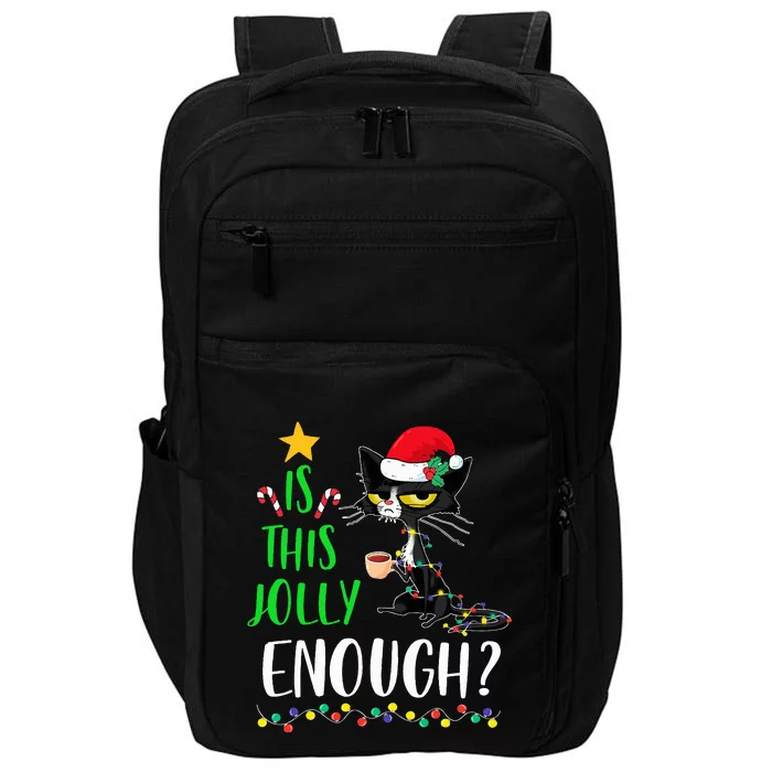 Is This Jolly Enough Black Cat Merry Christmas Tree Lights Impact Tech Backpack