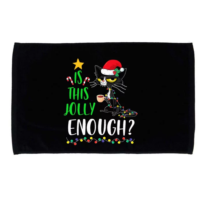 Is This Jolly Enough Black Cat Merry Christmas Tree Lights Microfiber Hand Towel