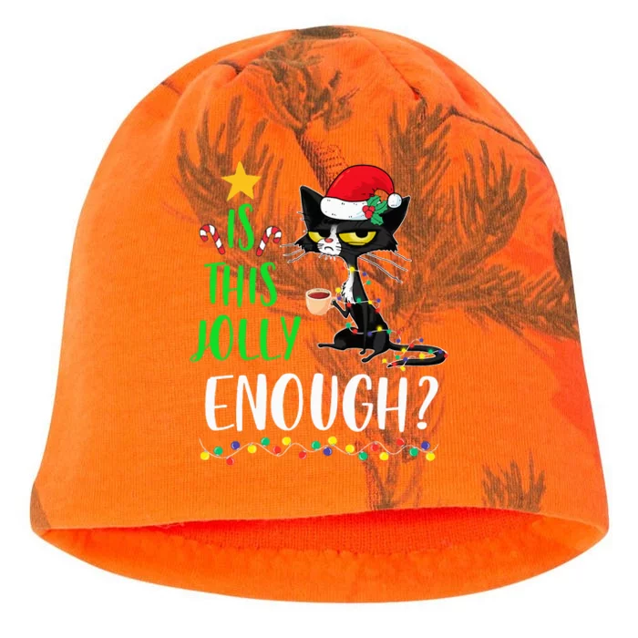 Is This Jolly Enough Black Cat Merry Christmas Tree Lights Kati - Camo Knit Beanie