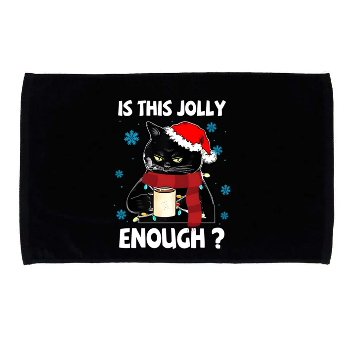 Is This Jolly Enough Cat Merry Christmas Tree Lights Microfiber Hand Towel