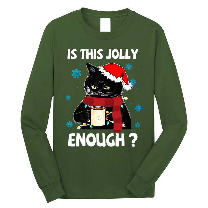 Is This Jolly Enough Cat Merry Christmas Tree Lights Long Sleeve Shirt