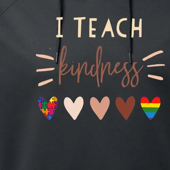 I Teach Kindness Love Autism African LGBT Pride Teacher Performance Fleece Hoodie