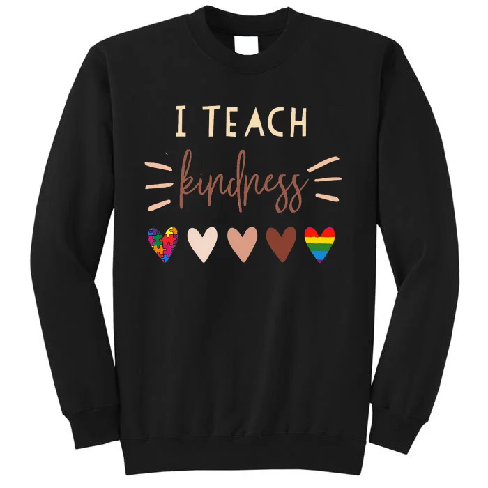 I Teach Kindness Love Autism African LGBT Pride Teacher Tall Sweatshirt