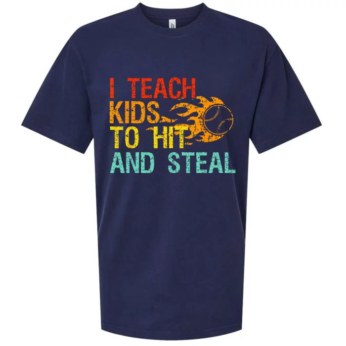 I Teach Kids To Hit And Steal Quote Funny Baseball Coach Sueded Cloud Jersey T-Shirt