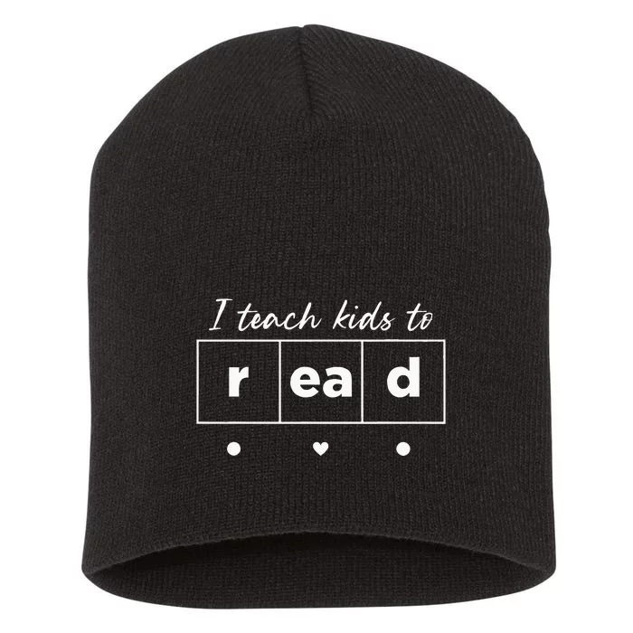 I Teach Kids To Read Science Of Reading Funny Men Women Short Acrylic Beanie