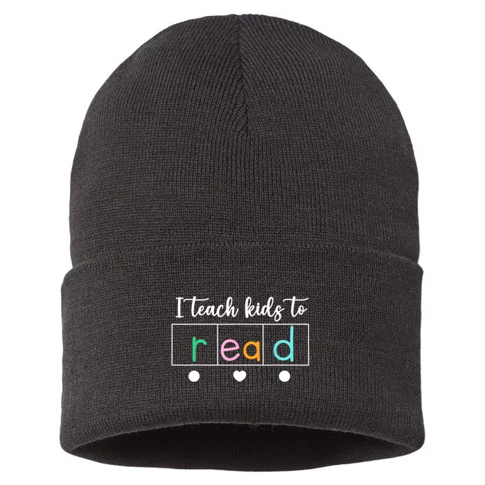 I Teach Kids To Read Science Of Reading Teacher Women & Men Sustainable Knit Beanie