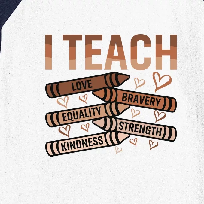 I Teach Black History Month Melanin Afro African Teacher Baseball Sleeve Shirt