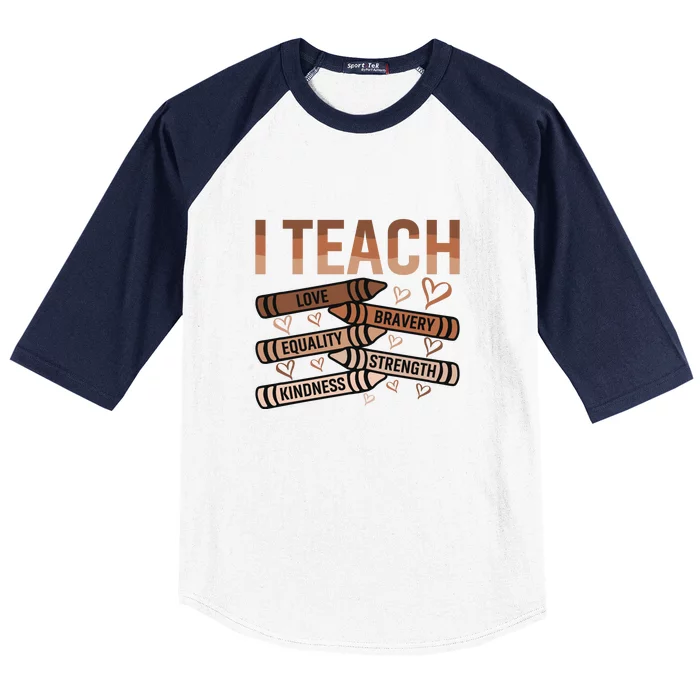 I Teach Black History Month Melanin Afro African Teacher Baseball Sleeve Shirt