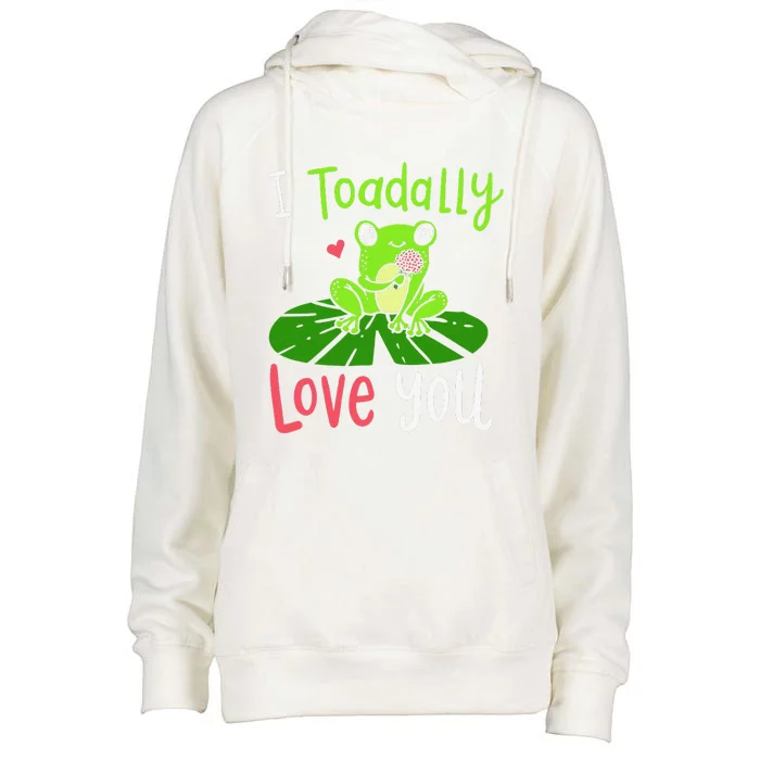 I Toadally Love You Cute Frog Themed Animal Pun Costume Womens Funnel Neck Pullover Hood