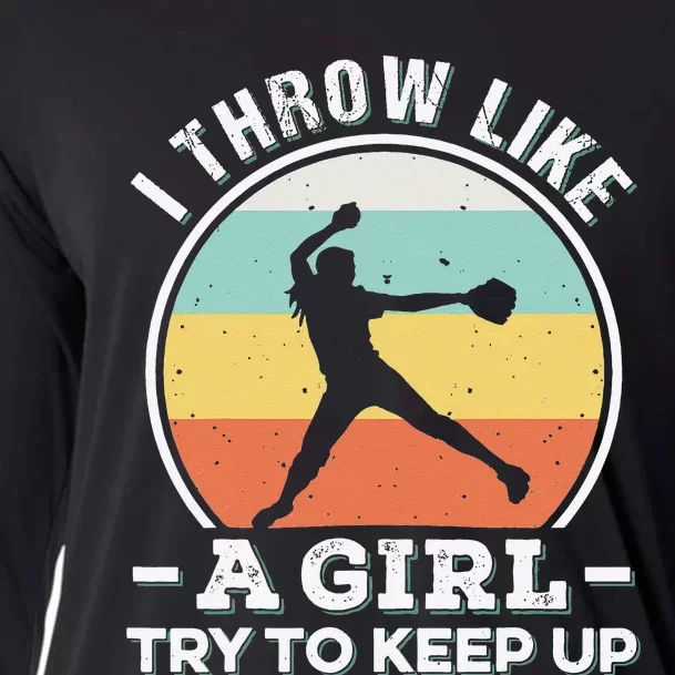 I Throw Like a Funny Softball For Cool Pitchers Cooling Performance Long Sleeve Crew