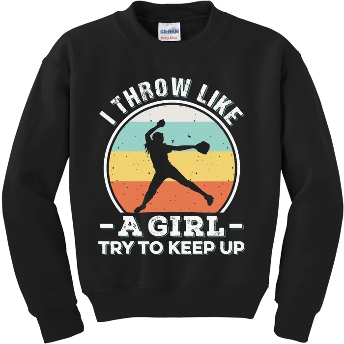 I Throw Like a Funny Softball For Cool Pitchers Kids Sweatshirt