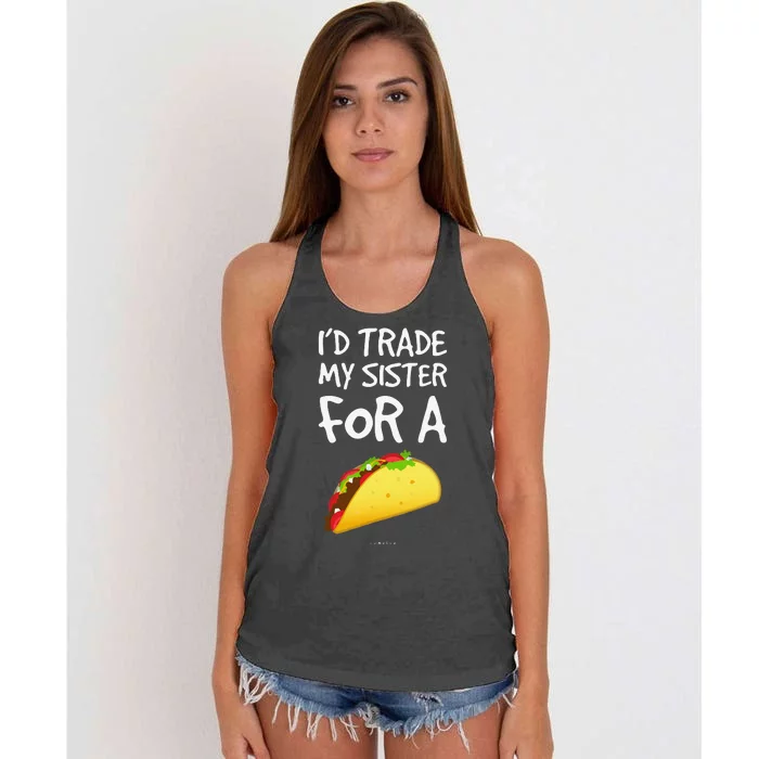 I'd Trade My Sister For A Taco Funny Taco Women's Knotted Racerback Tank