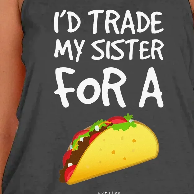 I'd Trade My Sister For A Taco Funny Taco Women's Knotted Racerback Tank