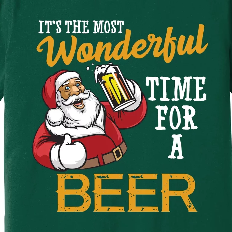 It's The Most Wonderful Time For A Beer Funny Santa Christmas Premium T-Shirt