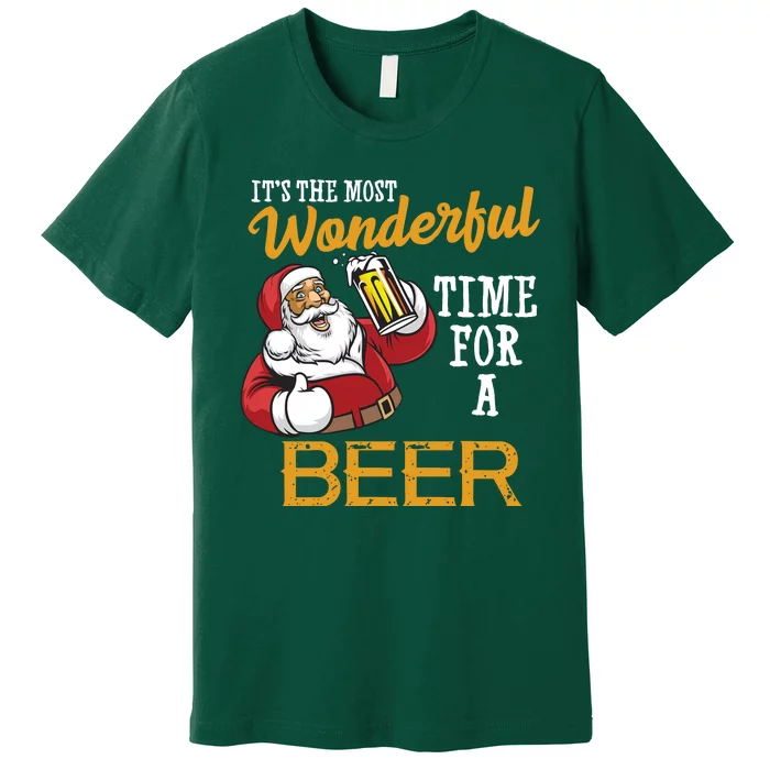 It's The Most Wonderful Time For A Beer Funny Santa Christmas Premium T-Shirt