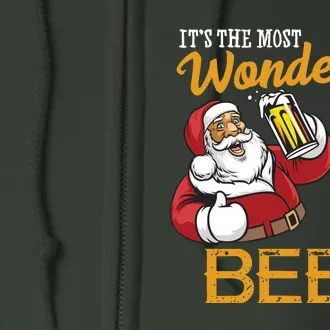 It's The Most Wonderful Time For A Beer Funny Santa Christmas Full Zip Hoodie