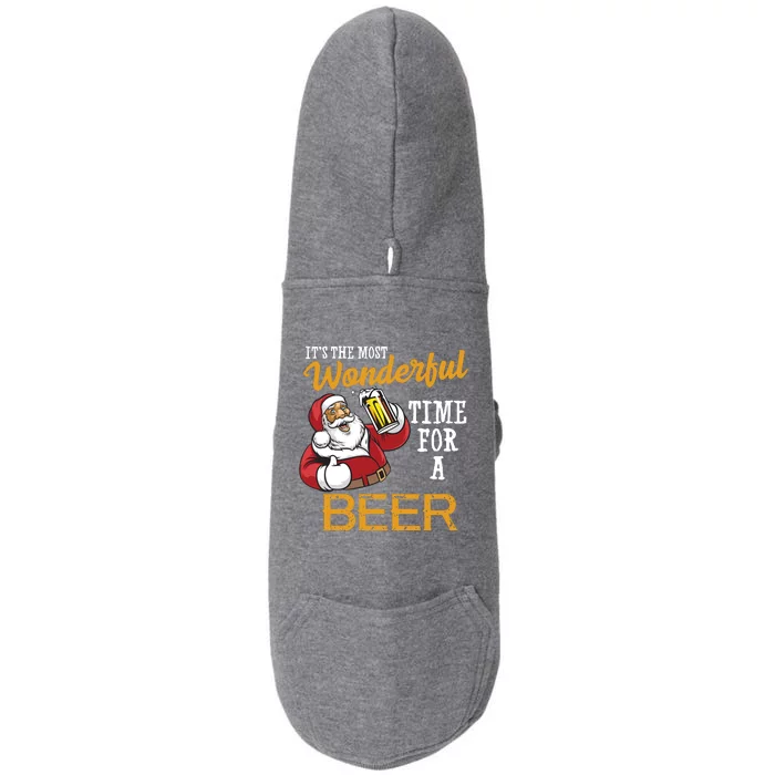 It's The Most Wonderful Time For A Beer Funny Santa Christmas Doggie 3-End Fleece Hoodie