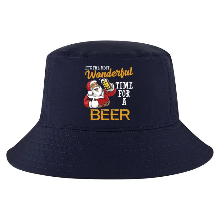 It's The Most Wonderful Time For A Beer Funny Santa Christmas Cool Comfort Performance Bucket Hat