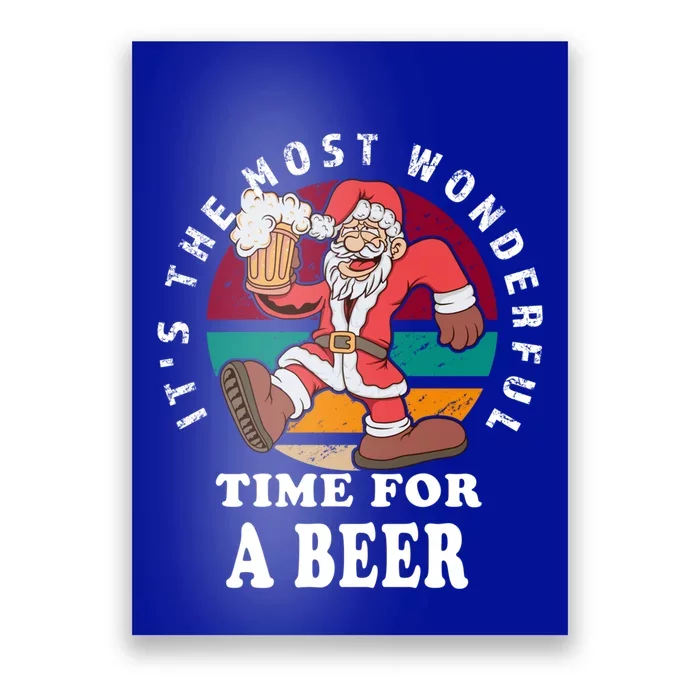 ItS The Most Wonderful Time For A Beer Vintage Santa Claus Gift Poster