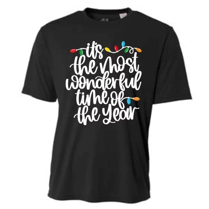 ItS The Most Wonderful Time Of The Year Christmas Lights Gift Cooling Performance Crew T-Shirt