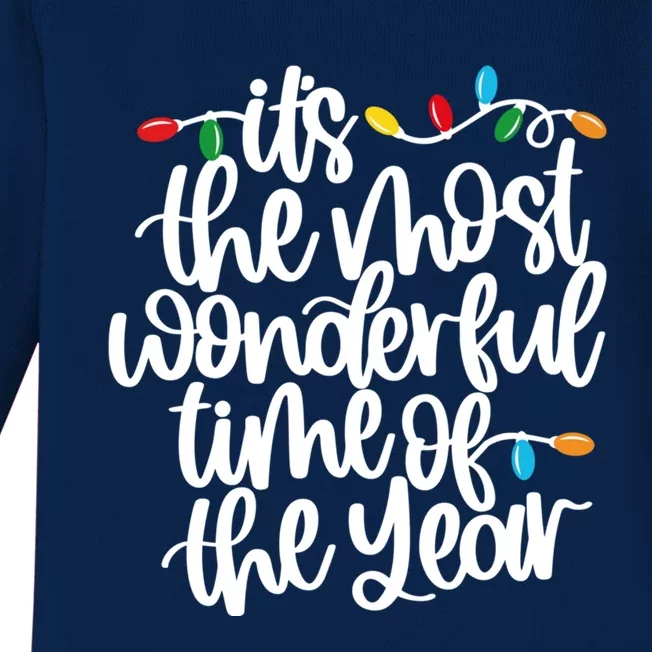 ItS The Most Wonderful Time Of The Year Christmas Lights Gift Baby Long Sleeve Bodysuit