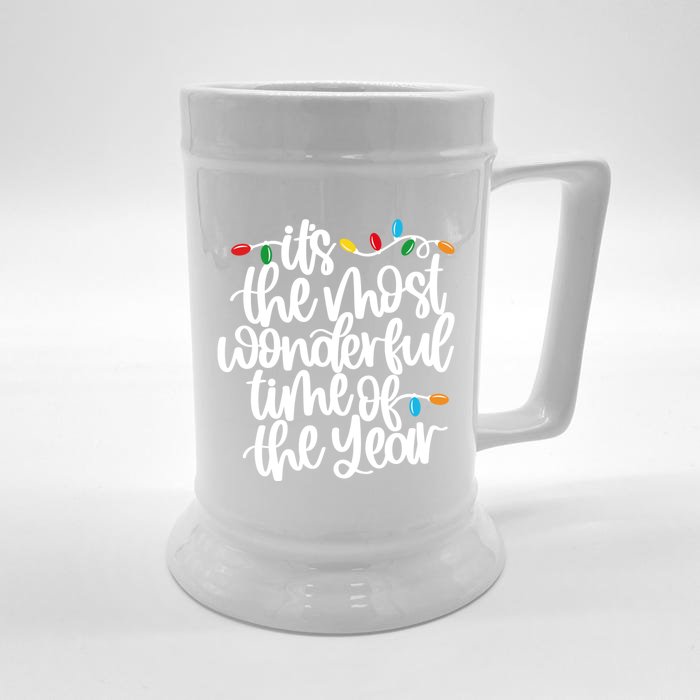 ItS The Most Wonderful Time Of The Year Christmas Lights Gift Front & Back Beer Stein