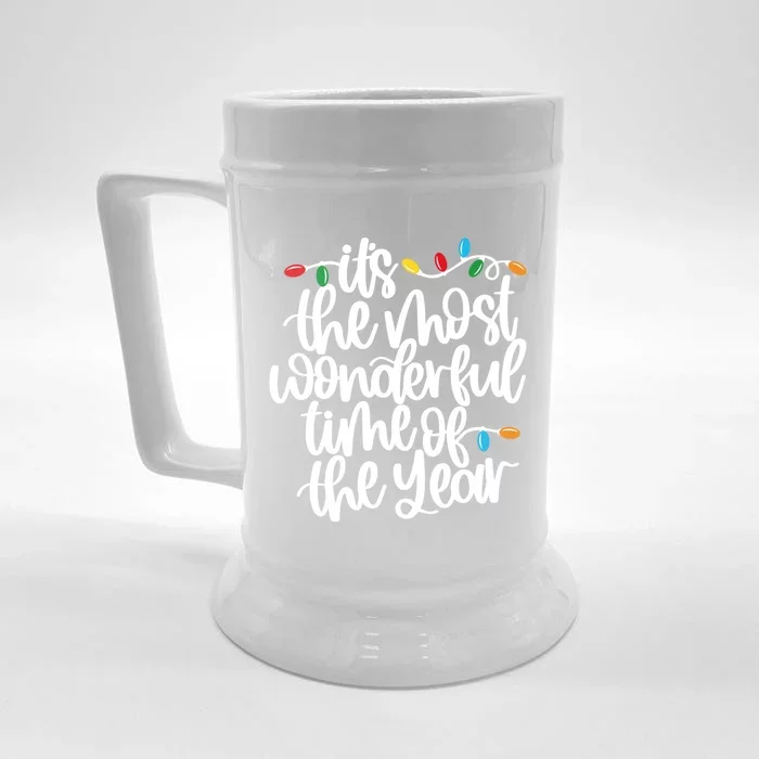 ItS The Most Wonderful Time Of The Year Christmas Lights Gift Front & Back Beer Stein