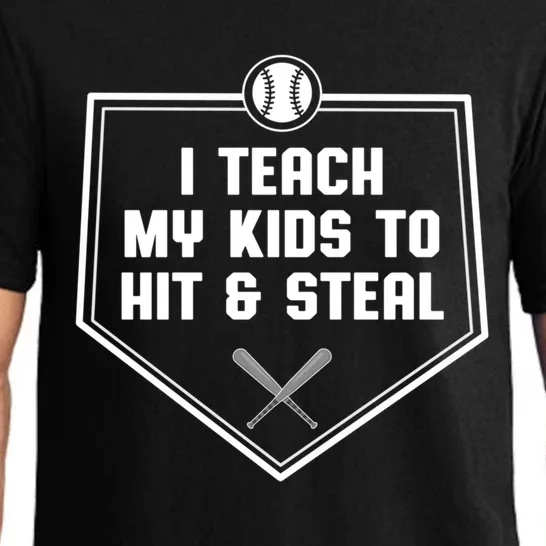 I Teach My To Hit And Steal Gift Baseball Dad Father Gift Pajama Set