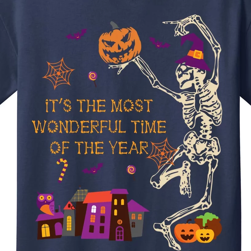 ItS The Most Wonderful Time Of The Year Halloween Skeleton Kids T-Shirt