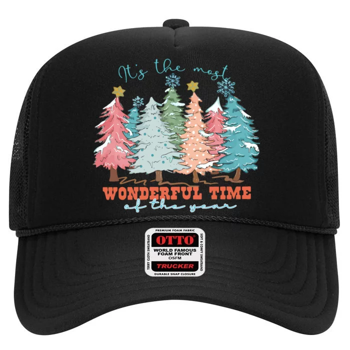 Its The Most Wonderful Time Of Year Christmas High Crown Mesh Trucker Hat