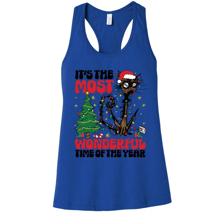 ItS The Most Wonderful Time Of The Year Funny Christmas Cat Gift Women's Racerback Tank