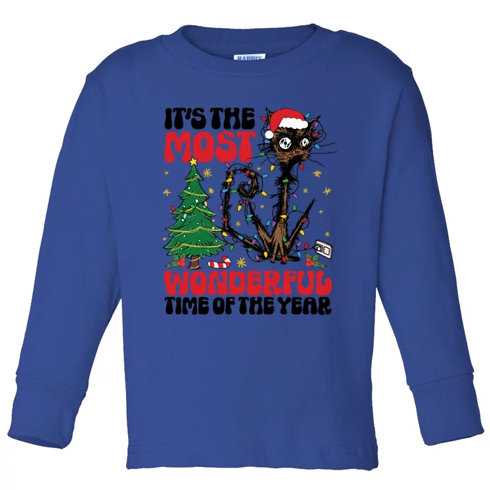 ItS The Most Wonderful Time Of The Year Funny Christmas Cat Gift Toddler Long Sleeve Shirt