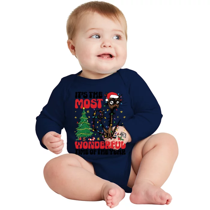 ItS The Most Wonderful Time Of The Year Funny Christmas Cat Gift Baby Long Sleeve Bodysuit