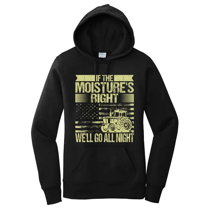 If The MoistureS Right WeLl Go All Night Vintage Usa Flag Women's Pullover Hoodie