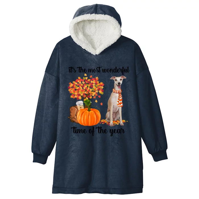 ItS The Most Wonderful Time Of The Year Greyhound Fall Gift Hooded Wearable Blanket