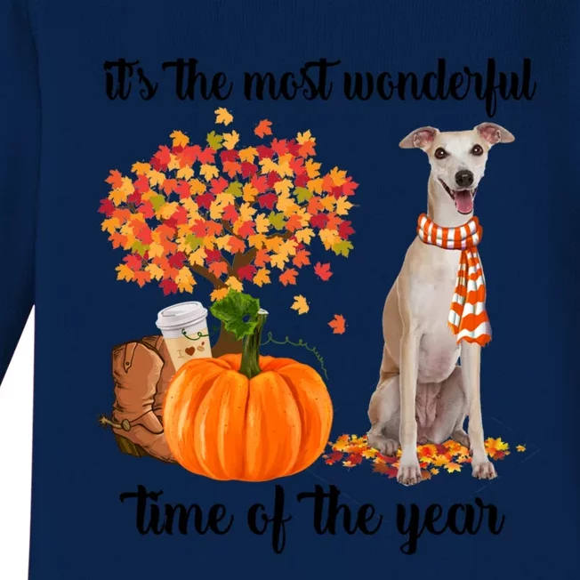 ItS The Most Wonderful Time Of The Year Greyhound Fall Gift Baby Long Sleeve Bodysuit