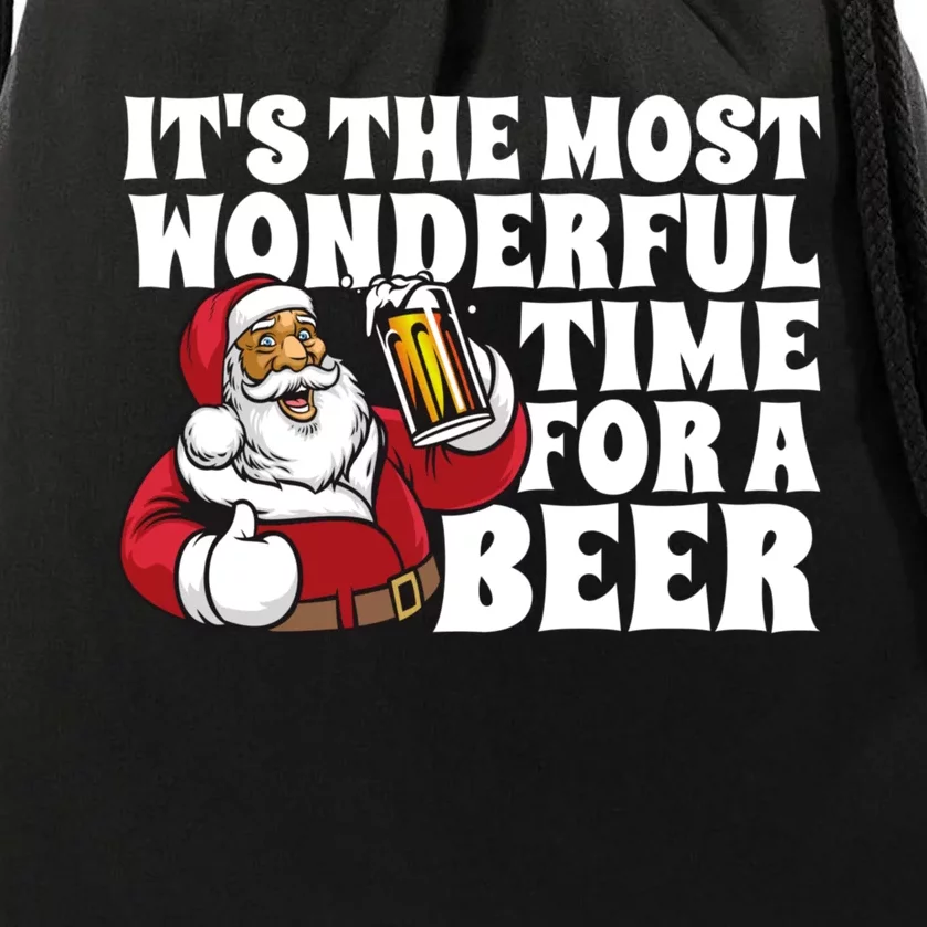 ItS The Most Wonderful Time For A Beer Christmas In July Drawstring Bag